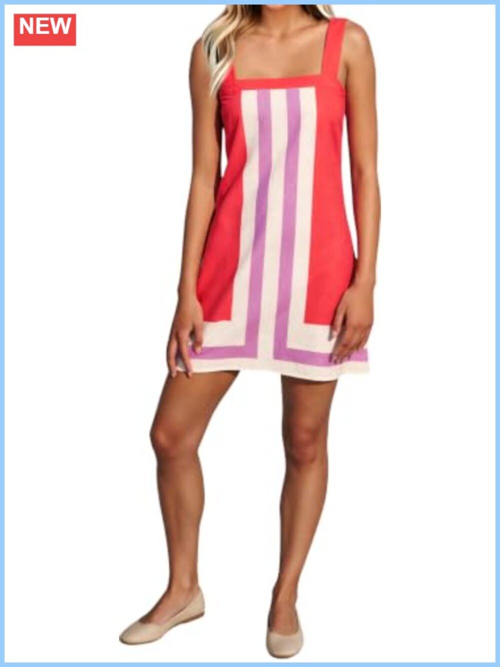 Women's Striped Mini Sundress Sleeveless A-Line Beach Cover-Up